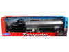 Freightliner Cascadia Truck Black with Silver Tanker Trailer Transporter Series 1/32 Diecast Model Welly 32697W-BK