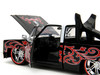 1985 Chevrolet C 10 Pickup Truck Black with White Top and Graphics with Charro Man Diecast Figure Tapatio 1/24 Diecast Model Car Jada 35476