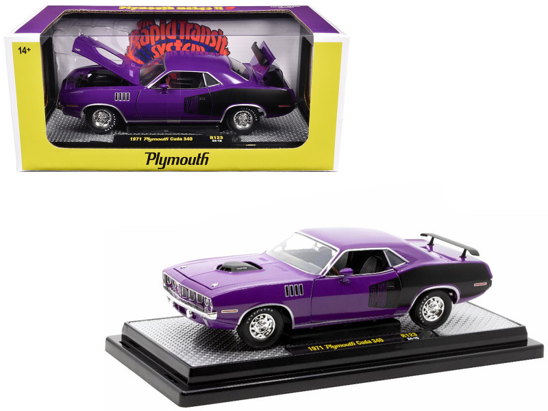1972 Plymouth Cuda 340 1/18スケールモデル 1/18 ACME 1972 Plymouth Cuda 340 (Black on White) Diecast Car