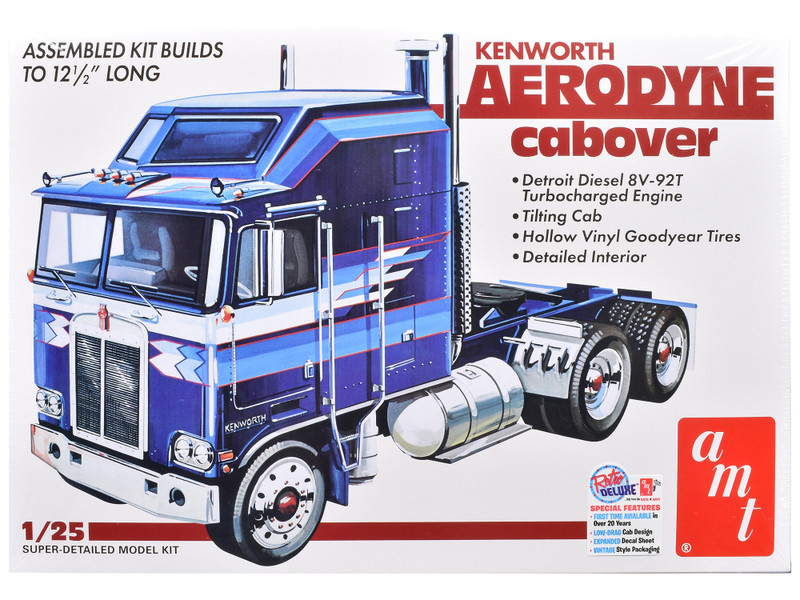 Skill 3 Model Kit Kenworth Aerodyne Cabover Truck Tractor 1/25 Scale Model AMT AMT1463