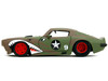 1972 Pontiac Firebird #9 Green Camouflage Flames with Graphics and Red Interior Bigtime Muscle Series 1/24 Diecast Model Car Jada 35212