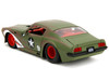 1972 Pontiac Firebird #9 Green Camouflage Flames with Graphics and Red Interior Bigtime Muscle Series 1/24 Diecast Model Car Jada 35212