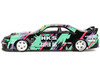 Nissan Skyline GT R R33 HKS V1 RHD Right Hand Drive Black with Graphics Designed by Jun Imai Kaido House Special 1/64 Diecast Model Car Mini GT KHMG129