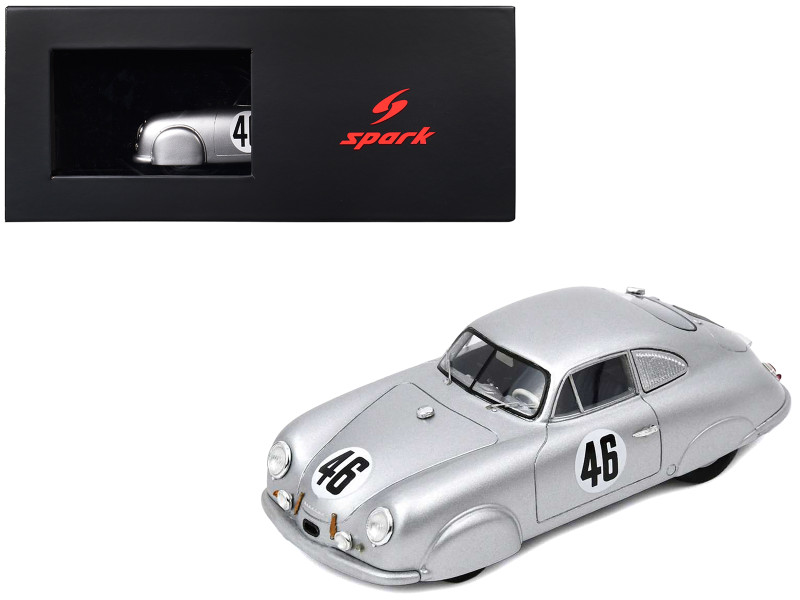 Porsche 356 SL #46 Auguste Veuillet Edmond Mouche Porsche K G 24 Hours of Le Mans 1951 with Acrylic Display Case 1/18 Model Car Spark 18S861