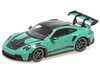 2023 Porsche 911 992 GT3 RS Weissach Package Mint Green with Carbon Stripes and Top Limited Edition to 336 pieces Worldwide 1/43 Diecast Model Car Minichamps 410062109