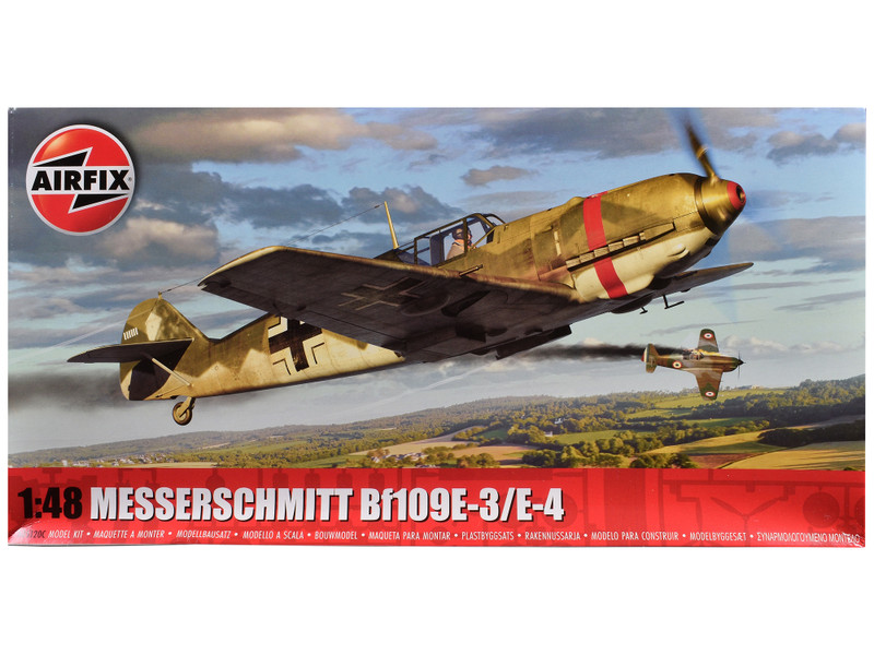 Level 2 Model Kit Messerschmitt Bf109E 3 E 4 Fighter Aircraft with 3 Scheme Options 1/48 Plastic Model Kit Airfix A05120C