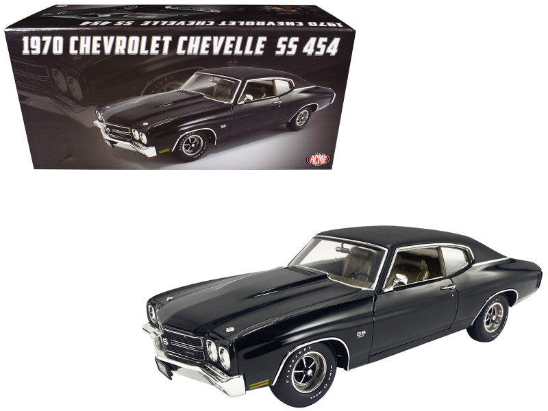 1970 Chevrolet Chevelle SS 454 Tuxedo Black with Gold Interior Limited Edition to 460 pieces Worldwide 1/18 Diecast Model Car ACME A1805527