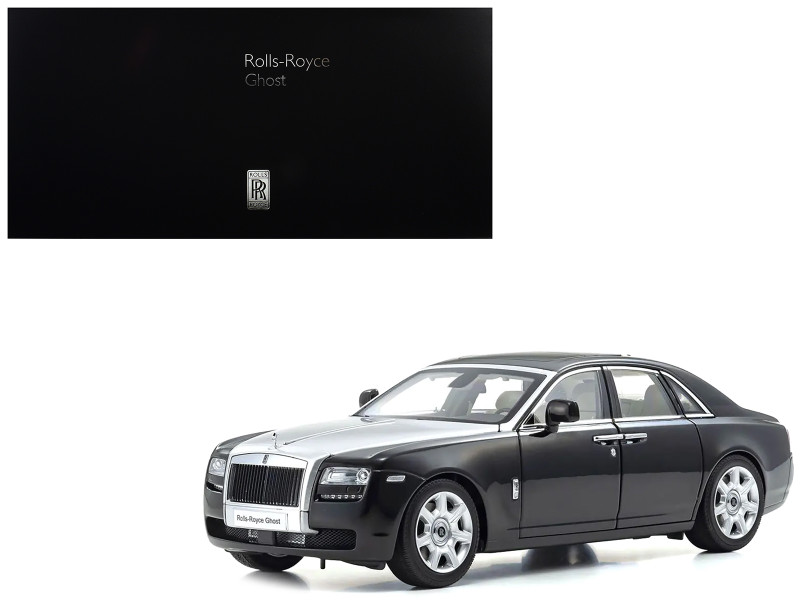 Rolls Royce Ghost Black with Silver Metallic Hood 1/18 Diecast Model Car Kyosho KS08802BKS2