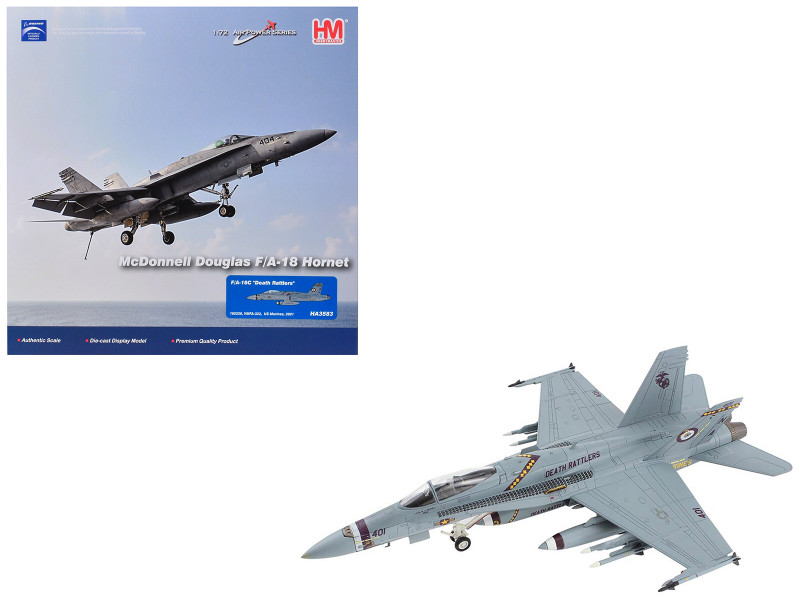 McDonnell Douglas F A 18C Hornet Aircraft VMFA 323 Death Rattlers 2021 United States Marines Air Power Series 1/72 Diecast Model Hobby Master HA3583