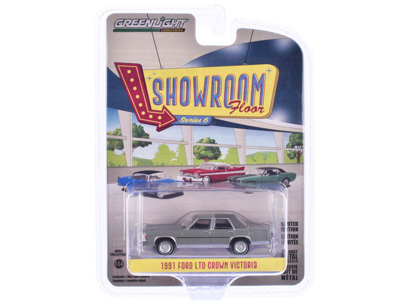 1991 Ford LTD Crown Victoria Light Titanium Metallic Showroom Floor Series 6 1/64 Diecast Model Car Greenlight 68060F