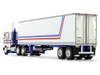 Peterbilt 352 COE 86 Sleeper and 40 Vintage Refrigerated Trailer White with Blue and Red Stripes Bicentennial Patriot 1/64 Diecast Model DCP/First Gear 69-1920