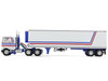 Peterbilt 352 COE 86 Sleeper and 40 Vintage Refrigerated Trailer White with Blue and Red Stripes Bicentennial Patriot 1/64 Diecast Model DCP/First Gear 69-1920