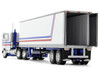Peterbilt 352 COE 86 Sleeper and 40 Vintage Refrigerated Trailer White with Blue and Red Stripes Bicentennial Patriot 1/64 Diecast Model DCP/First Gear 69-1920