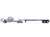 Peterbilt 359 with 36 Flat Top Sleeper and 48 Utility Flatbed Trailer White with Blue and Red Stripes Bicentennial Patriot 1/64 Diecast Model DCP/First Gear 69-1921