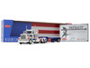 Peterbilt 359 with 36 Flat Top Sleeper and 48 Utility Flatbed Trailer White with Blue and Red Stripes Bicentennial Patriot 1/64 Diecast Model DCP/First Gear 69-1921