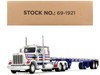 Peterbilt 359 with 36 Flat Top Sleeper and 48 Utility Flatbed Trailer White with Blue and Red Stripes Bicentennial Patriot 1/64 Diecast Model DCP/First Gear 69-1921