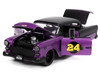 1955 Chevrolet Bel Air #24 Purple Metallic and Matt Black Bigtime Muscle Series 1/24 Diecast Model Car Jada 32699