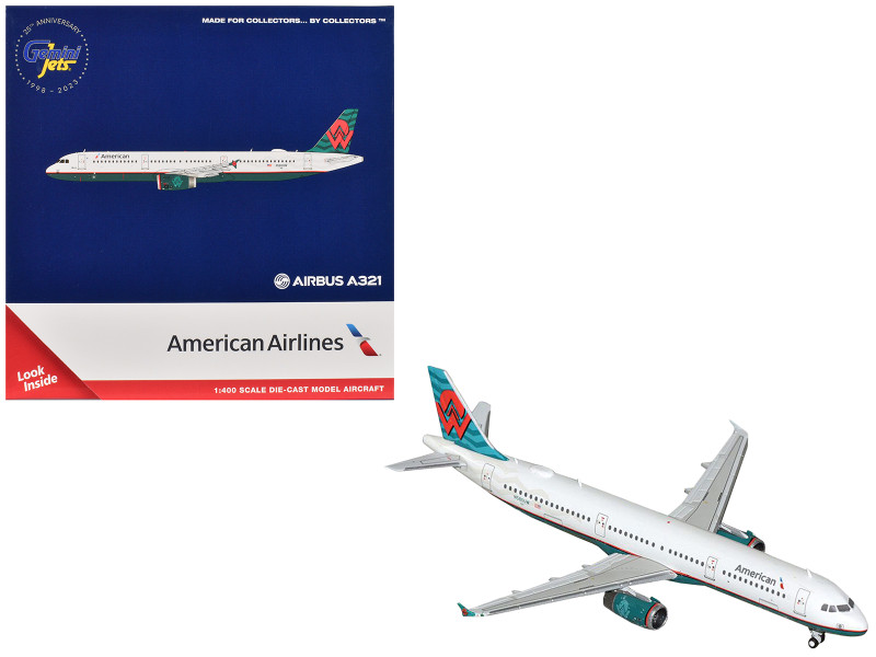 Airbus A321 Commercial Aircraft American Airlines America West Heritage Jet N580UW White with Tail Graphics 1/400 Diecast Model Airplane GeminiJets GJ2262