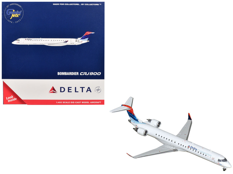 Bombardier CRJ900 Commercial Aircraft Delta Connection SkyWest Airlines N806SK White with Blue and Red Tail 1/400 Diecast Model Airplane GeminiJets GJ2253