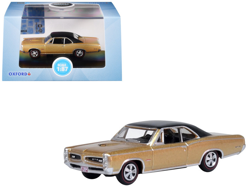 1966 Pontiac GTO Martinique Bronze Metallic with Black Top 1/87 (HO) Scale Diecast Model Car Oxford Diecast 87PG66003