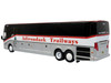 Prevost H3-45 Coach Bus Adirondack Trailways Silver Metallic White Red Stripes Limited Edition 1/87 HO Diecast Model Iconic Replicas 87-0419