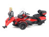 Can Am Spyder RT Limited 3 Wheel Motorcycle Deep Marsala Red Metallic with Driver Figure 1/32 Diecast Model BRP Models 60017