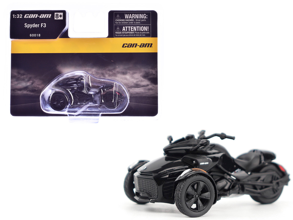 Can Am Spyder F3 3 Wheel Motorcycle Steel Black Metallic 1/32