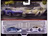 Chevrolet Custom Corvette Stingray Coupe #65 Blue Metallic with White Stripes and 1969 Chevrolet COPO Corvette #6 Gold Metallic and White Car Culture Set of 2 Cars Diecast Model Cars Hot Wheels HRR80-956N