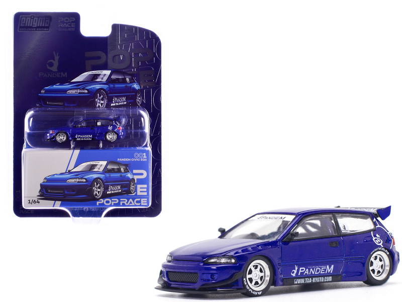 Pandem Civic EG6 RHD Right Hand Drive Blue Metallic Enigma Exclusive Edition 1/64 Diecast Model Car Pop Race PR64-PRE001