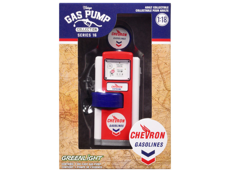 1948 Wayne 100 A Gas Pump Chevron Red and White Vintage Gas Pumps Series 16 1/18 Diecast Replica Greenlight 14160A