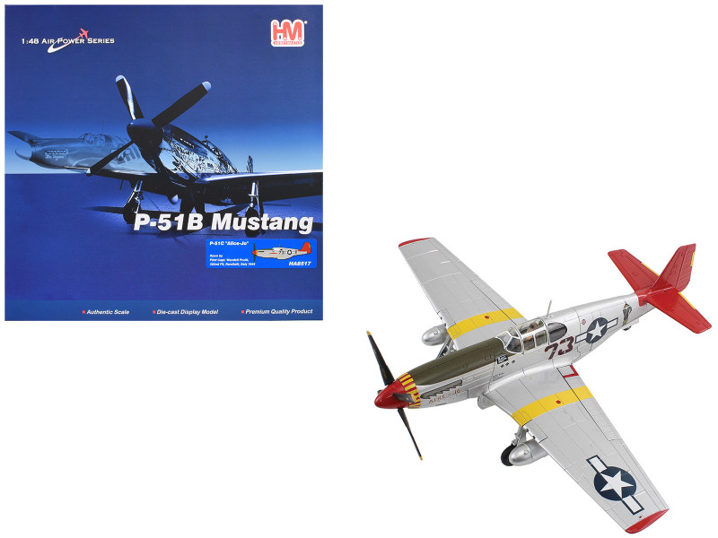 North American P 51C Mustang Fighter Aircraft Alice Jo Capt Wendell Pruitt 302nd FS Italy 1945 United States Army Air Force Air Power Series 1/48 Diecast Model Hobby Master HA8517