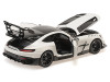 2021 Mercedes Benz AMG GT Black Series White Metallic with Black Top and Hood Stripes 1/18 Diecast Model Car Minichamps MC110032020