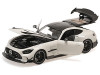 2021 Mercedes Benz AMG GT Black Series White Metallic with Black Top and Hood Stripes 1/18 Diecast Model Car Minichamps MC110032020