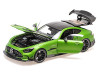 2021 Mercedes Benz AMG GT Black Series Matt Green Metallic with Black Top and Hood Stripes 1/18 Diecast Model Car Minichamps MC110032022