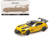 2021 Mercedes Benz AMG GT Black Series Solarbeam Yellow Metallic with Black Top and Hood Stripes 1/18 Diecast Model Car Minichamps MC110032021