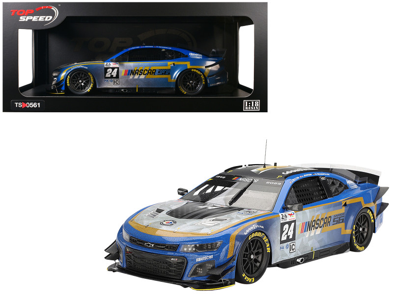Chevrolet Camaro ZL1 #24 Jenson Button Jimmie Johnson Mike Rockenfeller Post Race Weathered Version Hendrick Motorsports NASCAR Next Gen Garage 56 Innovative 24 Hours of Le Mans 2023 1/18 Model Car Top Speed TS0561