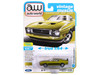 1973 Ford Mustang Mach 1 Bright Green Gold Metallic with Black Stripes Vintage Muscle Series 1/64 Diecast Model Car Auto World 64482-AWSP173A