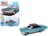1964 Ford Galaxie 500 XL Dynasty Green Metallic with Black Top Vintage Muscle Series 1/64 Diecast Model Car Auto World 64482-AWSP174B