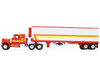 White Western Star 4900 with 36 Vintage Flat Top Sleeper and Wilson 40 Vintage Refridgerated Trailer Red and White with Stripes 1/64 Diecast Model DCP/First Gear 60-1945