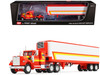 White Western Star 4900 with 36 Vintage Flat Top Sleeper and Wilson 40 Vintage Refridgerated Trailer Red and White with Stripes 1/64 Diecast Model DCP/First Gear 60-1945