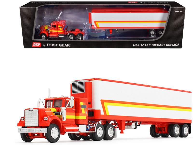 Mack R-Model Day Cab and 40' Vintage Trailer Yellow with Red