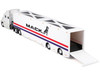 Mack Anthem Enclosed Car Transporter Mack White with Red and Blue Stripes Custom Haulers Series 1/64 Diecast Model Maisto 12418-MACK1