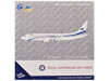 Boeing 737 MAX 8 BBJ Transport Aircraft Royal Australian Air Force RAAF A62 002 White with Blue Stripes Gemini Macs Series 1/400 Diecast Model Airplane GeminiJets GM145