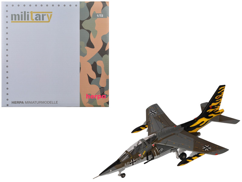 Dassault Alpha Jet A Aircraft 40 57 Fighter Bomber Wing 43 JaboG 43 Oldenburg Air Base NATO Tiger Meet 1991 German Luftwaffe Military Series 1/72 Diecast Model Airplane Herpa HE580878