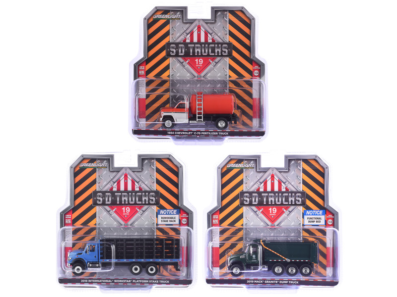 S D Trucks Series 19 Set of 3 pieces 1/64 Diecast Models Greenlight 45190-A-B-C