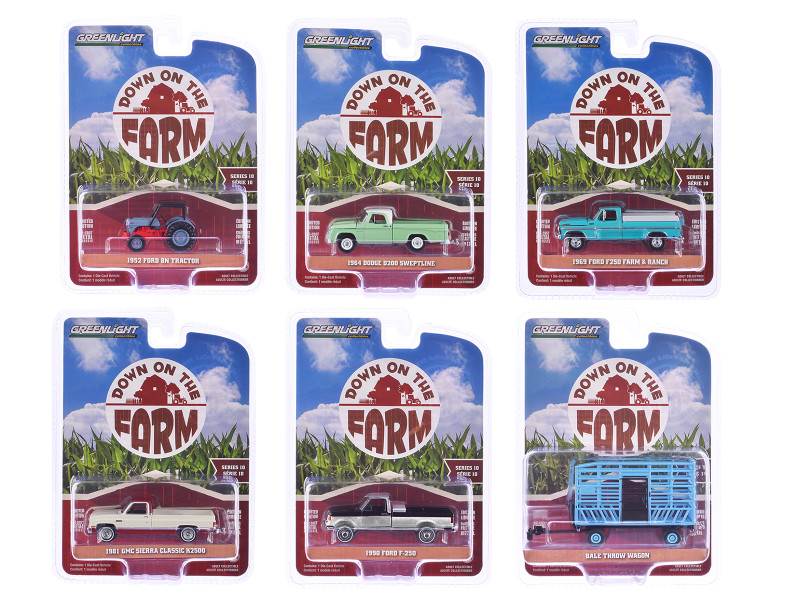 Down on the Farm Series 10 Set of 6 pieces 1/64 Diecast Models Greenlight 48100SET