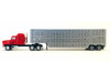 Mack CH 613 with Sleeper Cab Red with Silver Livestock Trailer 1/87 (HO) Plastic Model Car Promotex 006349R