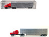 Mack CH 613 with Sleeper Cab Red with Silver Livestock Trailer 1/87 (HO) Plastic Model Car Promotex 006349R