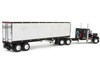 Peterbilt 359 with 36 Flat Top Sleeper and 40 Vintage Refrigerated Trailer Black with Chrome 1/64 Diecast Model DCP/First Gear 60-2043