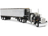 Peterbilt 359 with 36 Flat Top Sleeper and 40 Vintage Refrigerated Trailer Black with Chrome 1/64 Diecast Model DCP/First Gear 60-2043